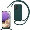 Beajew Custodia per Samsung Galaxy A32 5G Cover con Regolabile Rimovibile Corda da Catena Collana Necklace Antiurto Cordino Collari per Samsung Galaxy A32 5G, Verde Scuro
