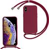 Beajew Custodia per iPhone XS Max Cover con Regolabile Rimovibile Corda da Catena Collana Necklace Antiurto Cordino Collari per iPhone XS Max, Rosso