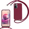 Beajew Custodia per Xiaomi Redmi Note 10 4G/Note 10S Cover con Regolabile Rimovibile Corda da Catena Collana Necklace Antiurto Cordino Collari per Xiaomi Redmi Note 10 4G/Note 10S, Rosso