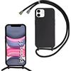 Beajew Custodia per iPhone 11 Cover con Regolabile Rimovibile Corda da Catena Collana Necklace Antiurto Cordino Collari per iPhone 11, Nero