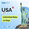 travSIM eSIM Stati Uniti con dati illimitati | Rete ad alta velocità 5G/4G | Utilizzabile negli Stati Uniti e nelle Hawaii | Valido per 21 giorni senza costi di roaming | travSIM