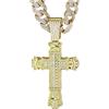 HALUKAKAH Collana Croce Barocca con Diamanti da Uomo,Placcato in Oro 18k,Pendente con Diamanti di Laboratorio Incastonati e 15MM Catena Cubana 50cm,Regalo Religioso per Marito,Figlio,Fidanzato