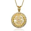 HALUKAKAH Catena d'oro Uomo Iced out,Placcato in Oro 18 Carati Dollaro Statunitense Ruotabile Pendente Collana,Cz Completa Lab Diamantes Prong Set,con Catena di Corda 60cm,0 Pacco Regalo