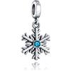 Bling Jewelry Frozen Winter Holiday Party Christmas Ice Blue Crystal Snowflake Dangling Bead Cz Charm .925 Sterling Silver Per Donne Bracciale Europeo