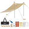 VILLEY Tenda da Spiaggia Lycra 2m x 2,4m, UPF50+ Protezione UV Tendalino Parasole Con Kit di Fissaggio per 3 Persone, Adatto per Campeggio, Pesca (Cachi)