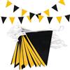Topeedy Bandierine decorative per feste, 20 m, nere e arancioni, 52 pezzi, riutilizzabili, per compleanni, matrimoni, baby shower, casa o giardino, bandiere triangolari
