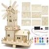 KOIROI Kit di costruzione mulino a vento - Puzzle in legno 3D - Casa del mulino a vento - Kit di costruzione STEM - Esperienze in legno per bambini - Giocattolo scientifico - Regalo creativo per adulti