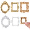 YUXIANLB Set di 5 specchi in miniatura per casa delle bambole con bordi dorati intagliati, decorazione da parete in stile vittoriano barocco in stile europeo per esposizione in scala 1/12, mini