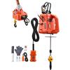 VEVOR Verricello Paranco Elettrico di Sollevamento Capacità Carico 500 kg, Verricello Argano Elettrico Portatile da 1500 W, Altezza di Sollevamento 7,6 m, con Telecomando Manuale, Cablato Wireless
