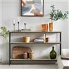 SoBuy FSB49-PZ consolle vintage con 3 ripiani tavolo da corridoio in metallo decorazione tavolo credenza tavolino stretto tavolo divano tavolo