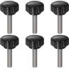 QUARKZMAN 6pz Manopole di Serraggio Zigrinatei M6 x 25mm Metrico 304 Acciaio Inossidabile Filettatura Maschio Vite a Testa Zigrinata 22mm Manopole Bulloni Filettati Testa Tonda Plastica Nero