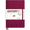 LEUCHTTURM1917 367658 Agenda settimanale, copertina morbida, media (A5) 2024, 12 mesi, Port Red, inglese