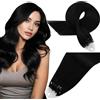 Easyouth Extension Microring Capelli Veri Nero Extensions Micro Ring Capelli Veri Nero Jet Micro Ring Loop Human Hair Extension Lisci #1 50cm 50g 50s