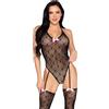 Leg Avenue Teddy with Attached Stockings 89360 Black