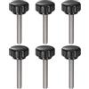 QUARKZMAN 6pz Manopole di Serraggio Zigrinatei M6 x 35mm Metrico 304 Acciaio Inossidabile Filettatura Maschio Vite a Testa Zigrinata 22mm Manopole Bulloni Filettati Testa Tonda Plastica Nero