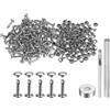 QUARKZMAN 100 Set Rivetti in Pelle 6mm x 12mm Elementi Fissaggio Borchie Rivetto a Doppio Cappuccio Metallo 3Pz Montaggio Chicago per Borse Scarpe Pelle Riparazioni, Tono Argento