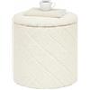 Bonlife Sgabello rotondo Ottoman con vano portaoggetti, sgabello pieghevole con coperchio, sgabello bouclé per toeletta per soggiorno, camera da letto, zona d'ingresso, bianco, 33x33x35cm