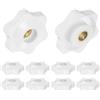 QUARKZMAN 10pz Pomelli a Stella con Filettatura Femmina M6, Testa da 32mm, Plastica con Foro Passante, Vite in Ottone per Maniglie di Serraggio a Filettatura, Bianco