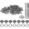 QUARKZMAN Kit di 100pz Strumento Occhielli 3,5mm Set Occhielli in Rame con Perforatore Fori Vuoti, Strumenti per Occhielli per Abbigliamento in Pelle Tessuto, Nero