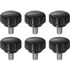 QUARKZMAN 6pz Manopole di Serraggio Zigrinatei M6 x 10mm Metrico 304 Acciaio Inossidabile Filettatura Maschio Vite a Testa Zigrinata 22mm Manopole Bulloni Filettati Testa Tonda Plastica Nero
