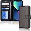 TECHGEAR iPhone 13 Mini Cover - Custodia Portafoglio in Pelle Sintetica con TPU Antiurto, Funzione di Supporto con Slot per Schede e Cinturino da Polso per iPhone 13 Mini (5,4 Pollici, 2021) - Nero