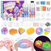 Highttoy Kit Squishy Silicone Liquido Luminosi Fai Da Te, 480ml Rapporto 1:1 AB Squishy Gomma Siliconica con 6 Stampi e Accessori, Giocattoli Sensoriali Antistress per Bambini 6+ Anni
