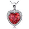 JewelryPalace Cuore Of Ocean 3.9ct Sintetico Rosso Rubino Amore Eterno Halo Pendente Collana 925 Sterling Argento 45cm