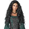 PORSMEER Parrucca da donna nera lunga riccia per donne, naturale con riga centrale lunghi ricci capelli neri, anime cosplay halloween parrucche 28 pollici