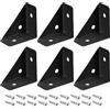 QUARKZMAN 6pz Staffe Angolari, 38x19x38mm Bretelle Acciaio Laminato a Freddo Uniscono Supporto con Viti per Bordo Letto Scrivania (Nero)