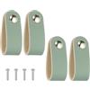 PATIKIL Maniglie per cassetti in pelle, 4 Pz Maniglia in pelle con foro singolo e viti per bagno cucina comò armadio porta, Blu