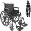 PEPE Mobility Sedia a Rotelle Autospinta Pieghevole e Leggera (Seduta 46 cm), Telaio in Acciaio Nero, Carrozzina per Disabili e Anziani Compatta e Robusta