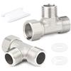 TAISHER 2 PCS 304 acciaio inox 3 vie destra flessibile mobile Tee connettore, 3/4MBSP x MBSP x FBSP per spruzzatore, valvola angolare, braccio doccia