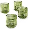 Serene Spaces Living - Set di 4 portacandele votive, in vetro verde a coste, perfetto per matrimoni e come decorazione per la casa, misurano 5,7 cm di altezza e 5 cm di diametro