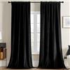 Joydeco Tende in velluto lunghe 274 cm, 2 pannelli, lussuose tende oscuranti con isolamento termico, super morbide, con tasca per bastone, per camera da letto, soggiorno, sala da pranzo, colore: nero,