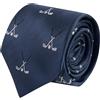 King & Priory Cravatta ricamata a spina di pesce blu navy con mazze da golf