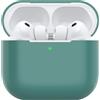 Nemteur Custodia per Airpods Pro 3, Case Protettiva Sottile in Silicone per Air Pods Pro 3 2025 (USB-C) Cover in Silicone Visibile con LED Frontale, Verde Pino