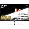 KTC Monitor 5K 27 pollici | Modalità doppia 5K (5120x2880) @60Hz / 2K@160Hz | 99% DCI-P3, 100% sRGB, ΔE＜2 | 1 x USB C a funzione completa, 2 x USB A 3.0 | HDR400 | Compatibile con Mac Mini