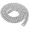 HALUKAKAH Catena a Maglie Cubane per Bambini Adolescenti,Collana Girocollo Miami 40cm con Placcato in Oro Bianco Platino,Diamanti di Laboratorio Incastonati a Mano,Adatta 8-16 Anni,con Scatola Regalo