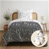 Dreamzie - Cotone 100% Copripiumino Una piazza e mezza 140x200 cm - 2 Pezzi (1 Copripiumino + 1 Federa 65x65 cm) - Grigio Astratto - Chiusura lampo - Oeko-Tex