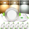 ALUSSO LIGHTING Set di 6 Faretti LED da Incasso, 12V led integrati 4W Cavo di Collegamento da 60 cm,3CCT 3000K Bianco Caldo 4000K Bianca Naturale 6500K Bianca Fredda, Apertura Ø55mm - Ø68mm Nichel