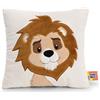 NICI Morbido Cuscino in Tessuto Peluche per Bambini e Adulti, Ideale per casa, Asilo o in Viaggio, Motivo: Leone, 30 x 30 cm, Marrone - 62750