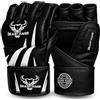 BEAST RAGE-Guanti da MMA realizzati a mano,di alta qualità,durevoli,con palmo aperto,per BJJ,UFC, Sparring e kickboxing,forte supporto per il polso (Nero/Bianco, L/XL)