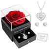 Miofula Te Amo para Siempre Rosa Eterna San Valentino Regalo per Lei-Rosa Stabilizzata Vera con Glitter Collana Orecchini Regalo Compleanno Anniversario Festa Della Mamma Regalo per Donna Mamma Fidanzata