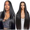 Lakaisa Human Hair Wig Straight Parrucche Donna Capelli Veri 13X1 Lace Natural Black Pre Plucked Unprocessed Virgin Remy Hair 150% Density Low Shedding Minimal Tangle 32 Pollici