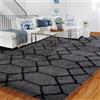 BYBSRLL - Tappeto per soggiorno, a pelo lungo, grigio e nero, 150 x 210 cm, antiscivolo, lavabile, grande, morbido, soffice, per camera dei bambini, ragazza e ragazzo