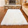 YDFYX Faux Pelliccia di Agnello di Pecora Tappeto,Pelliccia Sintetica Tappeto Vello di Pecora, per Soggiorno, Lunga Pelliccia Morbida, soffice, Tappetino per Il Letto, Divano (Bianco, 80 x 180cm)