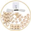 KKSJK Kit telaio mobile in legno fai-da-te, campana a vento per culla, stella di perline in legno naturale artigianale, appendiabiti campana da letto, decorazioni per la casa cameretta regalo per bambini