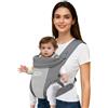 Mumgaroo Marsupio per neonati e neonati, 4 in 1, in rete d'aria e cotone di seta, fascia per neonati e marsupio regolabile anteriore e posteriore, 3-15 kg (grigio)