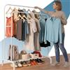 PORTENTUM Appendiabiti Asino resistente in acciaio - fino a 35 kg - Organizer con doppia barra e scarpiera - Appendiabiti con piedini antiscivolo - Coperchi anti-caduta per grucce - Montaggio rapido