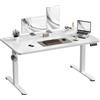 JUMMICO Scrivania regolabile in altezza 120×60 cm, telecomando a 4 tasti con funzione memoria, dotata di gancio, adatta per ufficio, studio e gaming, Bianco